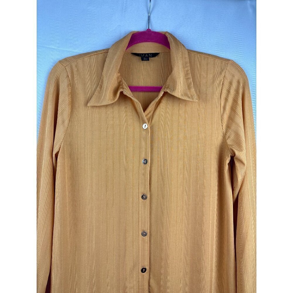 Iman XS Long Sleeve Button-Up Shirt - Mustard Yellow